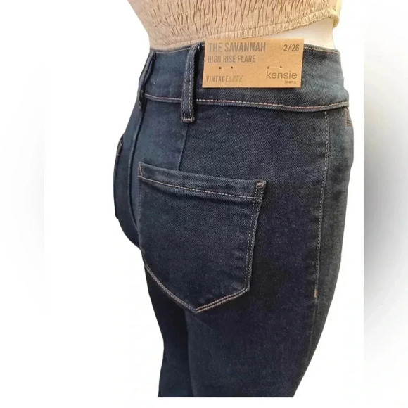 Kensie The Savannah High Rise Flare Dark Wash Jeans Size 2/26 - Picture 4 of 10